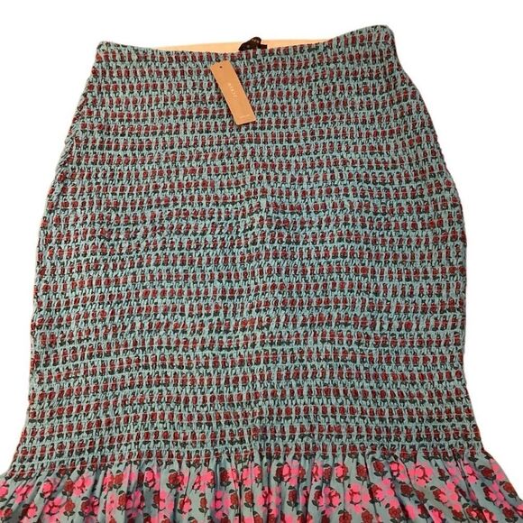 NWT J. CREW Smocked Mermaid Midi Skirt in Floral Block Sz 8 - Picture 5 of 9